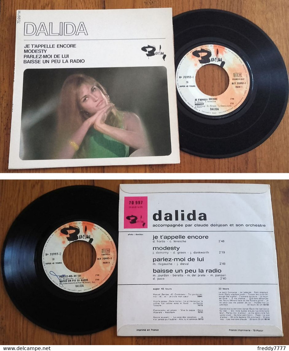 RARE French EP 45t RPM BIEM (7") DALIDA (Logo Verso Rose, 1966) - Collectors