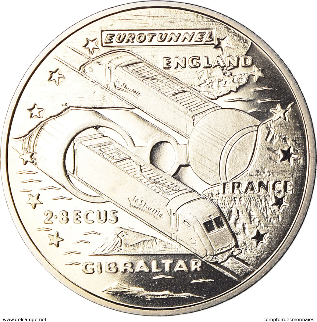 Monnaie, Gibraltar, Eurotunnel, 2.8 Ecus, 1993, FDC, Cupro-nickel - Gibraltar