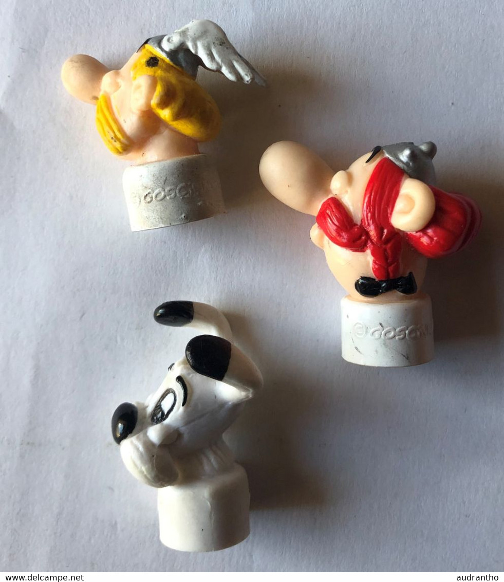 Lot De 3 Figurines Embout De Crayon ASTERIX Obelix Idefix Uderzo Goscinny Babybel 1999 - Figuren - Kunststoff