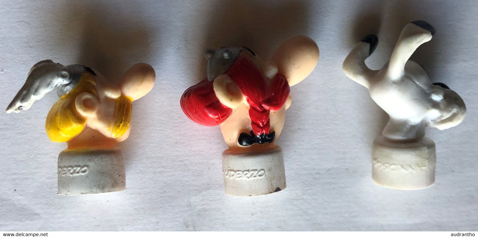 Lot De 3 Figurines Embout De Crayon ASTERIX Obelix Idefix Uderzo Goscinny Babybel 1999 - Little Figures - Plastic