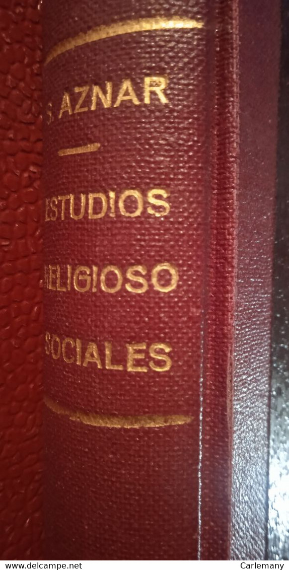 LIBRO ESTUDIOS RELIGIOSOS SOCIALES De S.Aznar 1949 NUEVO ENCUADERNADO - Filosofía Y Religión