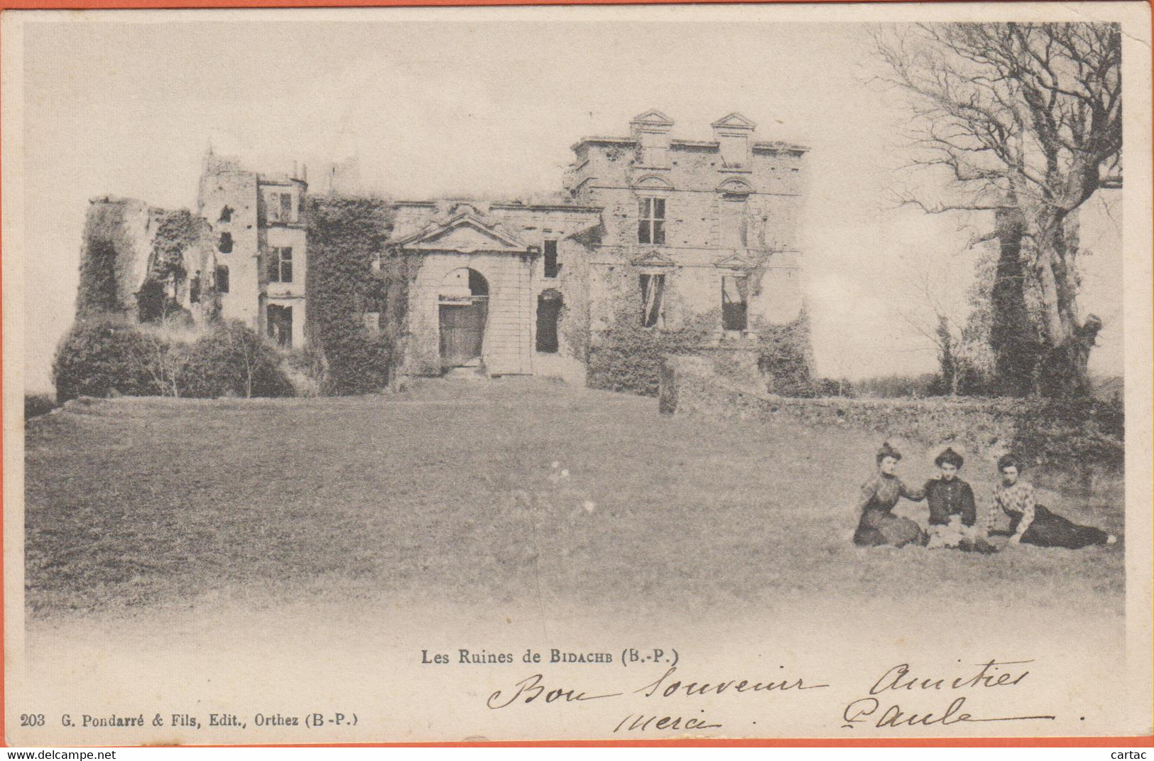 D64 - BIDACHE - LES RUINES DE BIDACHE - 3 Femmes Dans L'herbe - PRÉCURSEUR - Bidache