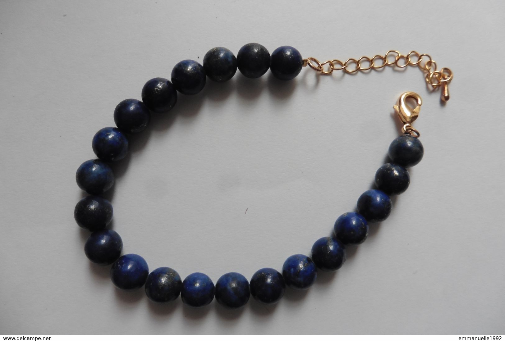 Bracelet Perles En Pierre Dure Bleu Foncé Indigo à Identifier Lapis Lazuli Ou Sodalite - Armbänder