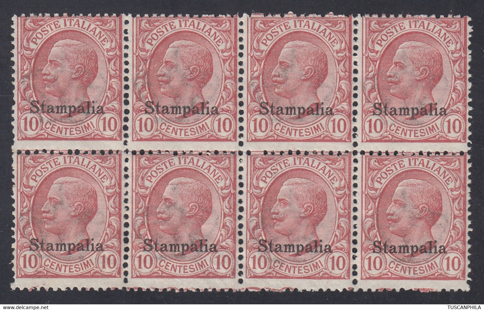 1912 Blocco Di 8 Valori BdF Sass. 3 MNH** Cv 40 - Egée (Stampalia)