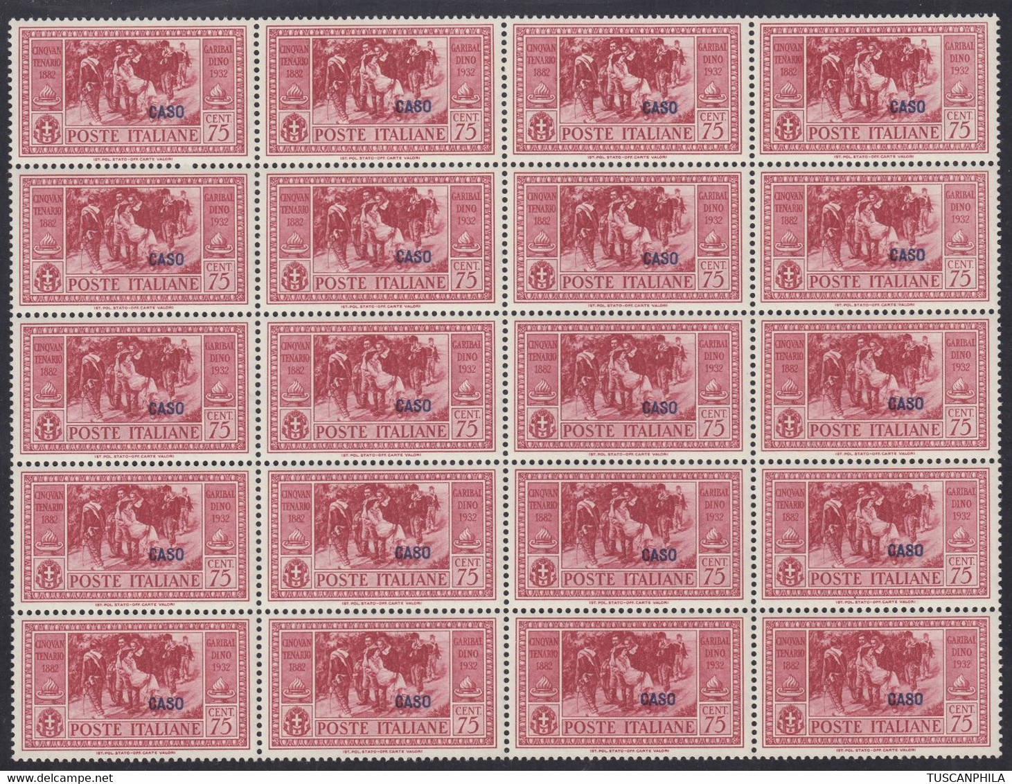 1932 Blocco Di 20 Valori Sass. 22 MNH** Cv 2800 - Ägäis (Caso)