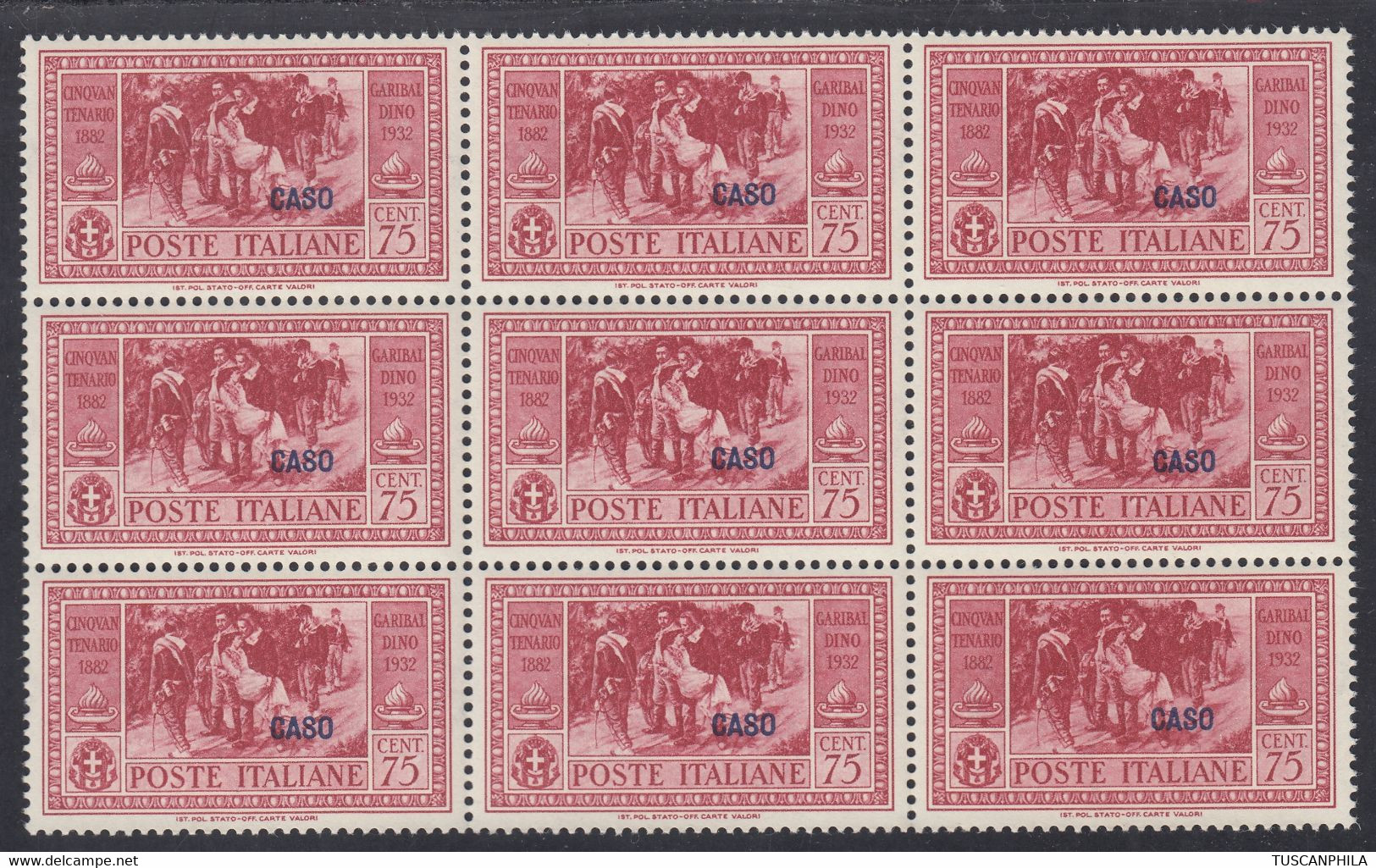 1932 Blocco Di 9 Valori Sass. 22 MNH** Cv 1260 - Egeo (Caso)