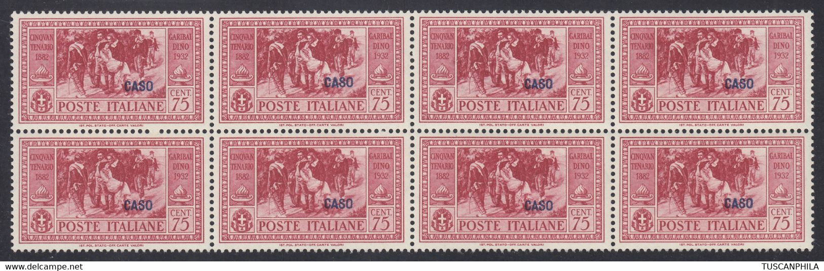 1932 Blocco Di 8 Valori Sass. 22 MNH** Cv 1120 - Ägäis (Caso)