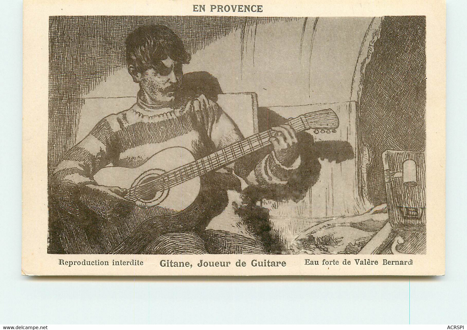 Joueur De Guitare Eau Forte De Valère Bernard   Ref 1340 - Saintes Maries De La Mer