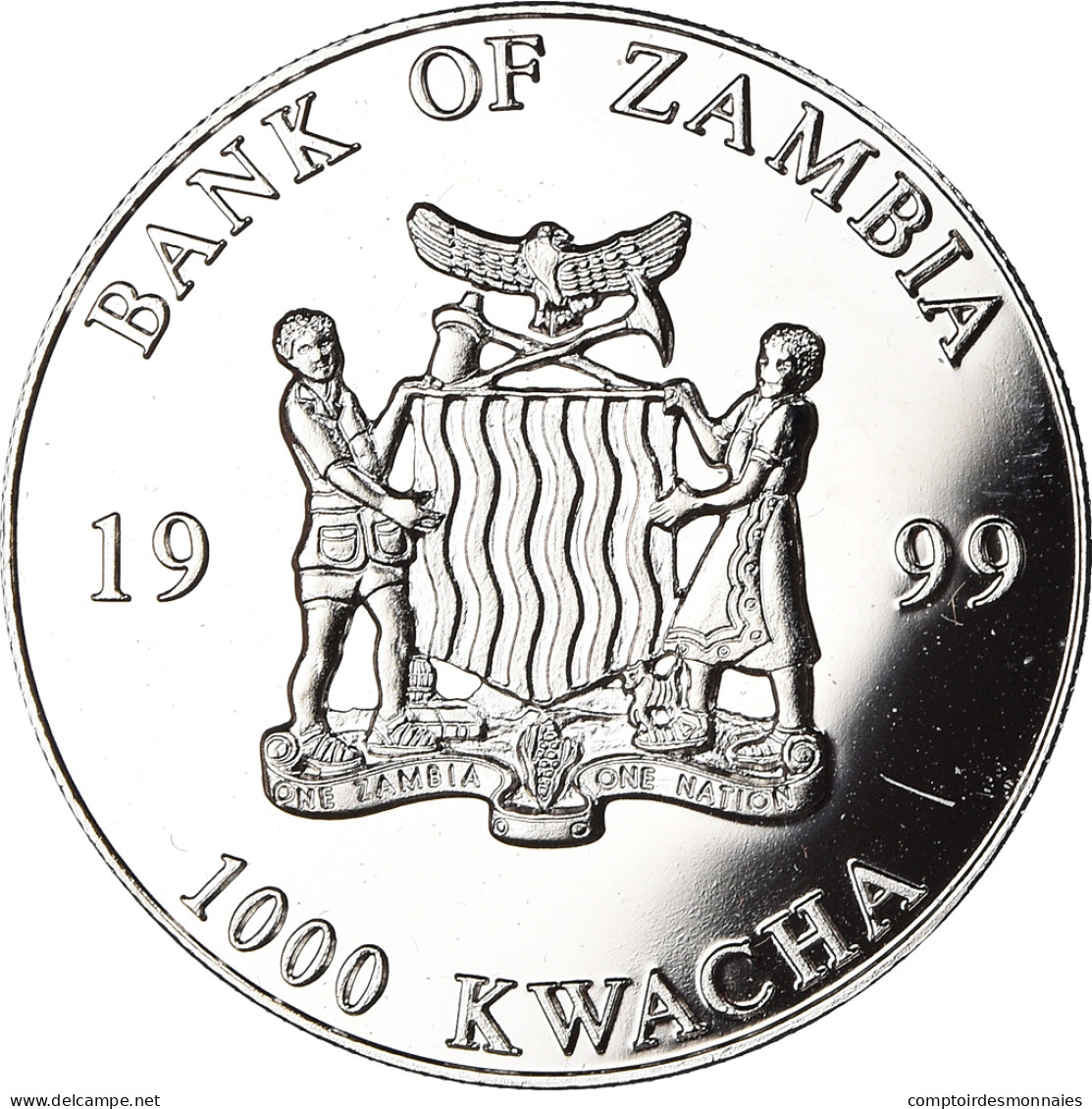 Monnaie, Zambie, The Founders Of Europe, 1000 Kwacha, 1999, SPL+, Silver Plated - Zambie