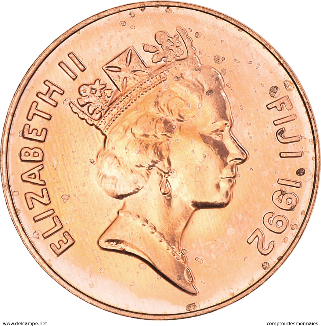 Monnaie, Fidji, Elizabeth II, 2 Cents, 1992, SPL, Copper Plated Zinc, KM:50a - Fidji