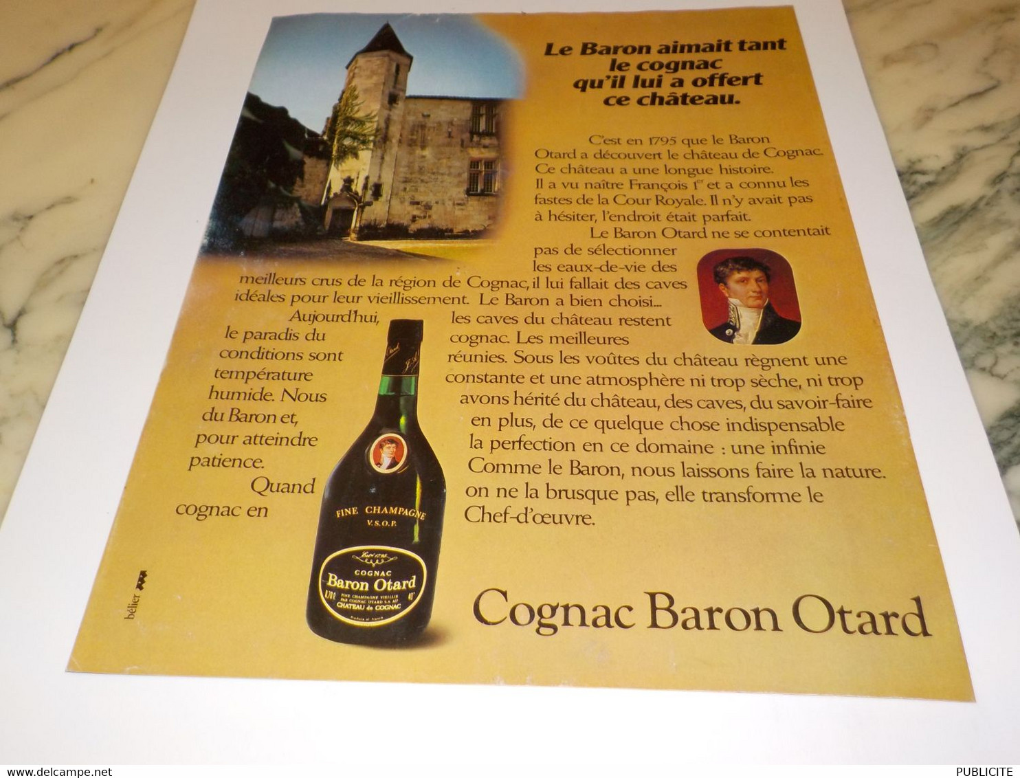 ANCIENNE PUBLICITE COGNAC BARON OTARD 1982 - Alcools