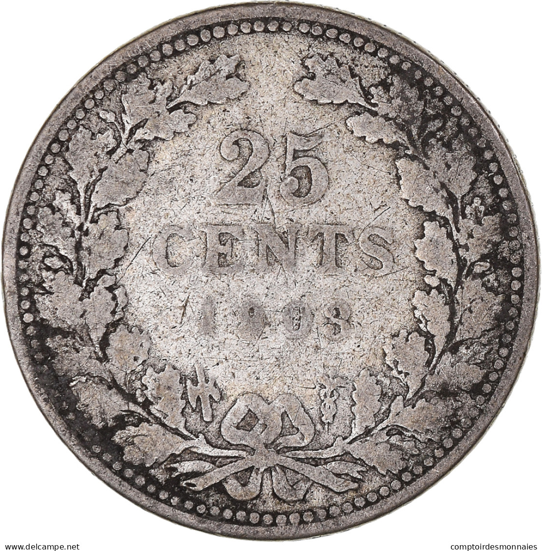 Monnaie, Pays-Bas, Wilhelmina I, 25 Cents, 1903, Utrecht, TB, Argent, KM:120.2 - 25 Cent