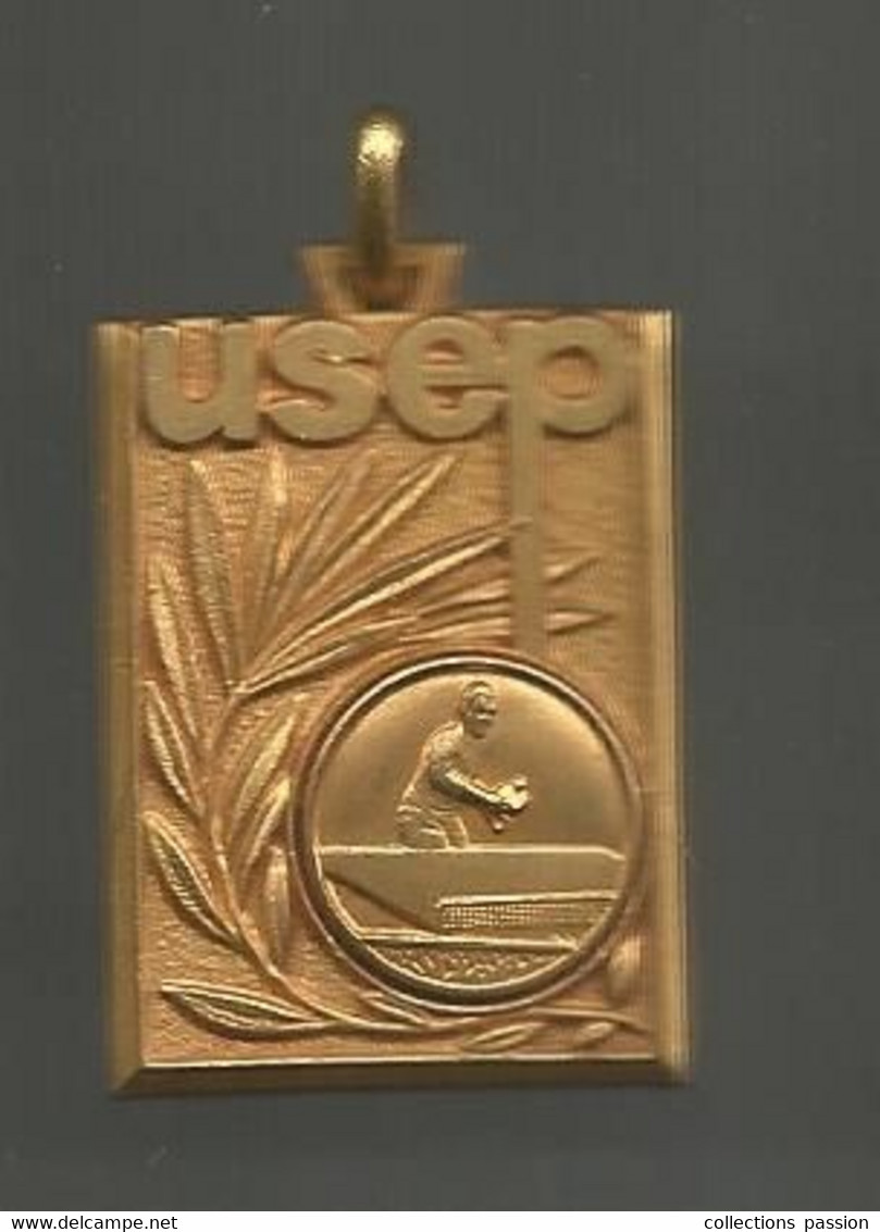 Médaille , Sports , TENNIS DE TABLE, Graveur AV, USEP, 18 Gr., 35 X 25 Mm,  2 Scans - Tennis Tavolo