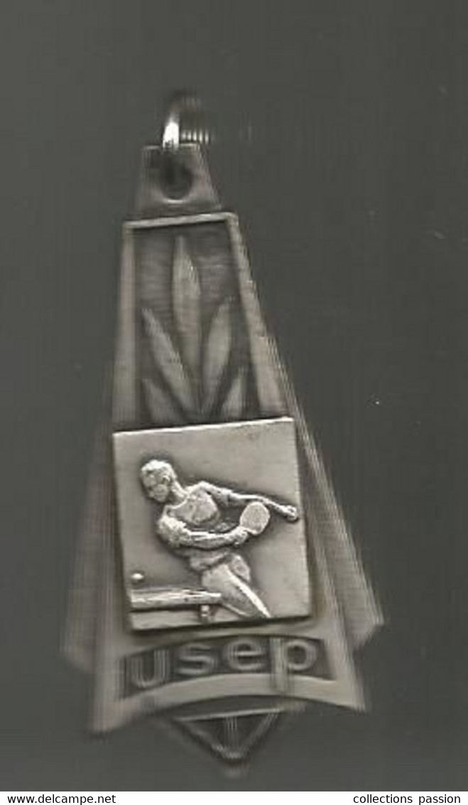 Médaille , Sports , TENNIS DE TABLE,, USEP, Ligue Française De L'enseignement, 11 Gr., 50 X 25 Mm,  2 Scans - Tennis De Table