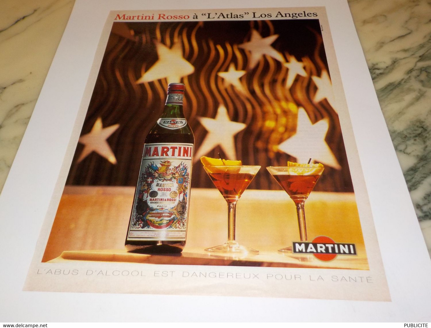 ANCIENNE PUBLICITE L ATLAS LOS ANGELES MARTINI ROSSO 1991 - Alcools