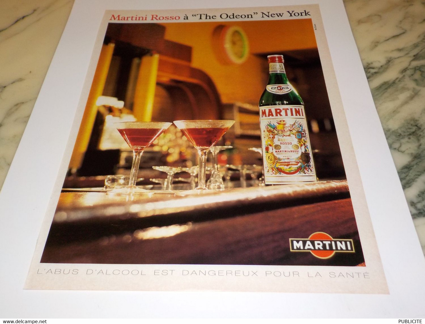 ANCIENNE PUBLICITE THE ODEON NEW YORK MARTINI ROSSO 1991 - Alcools