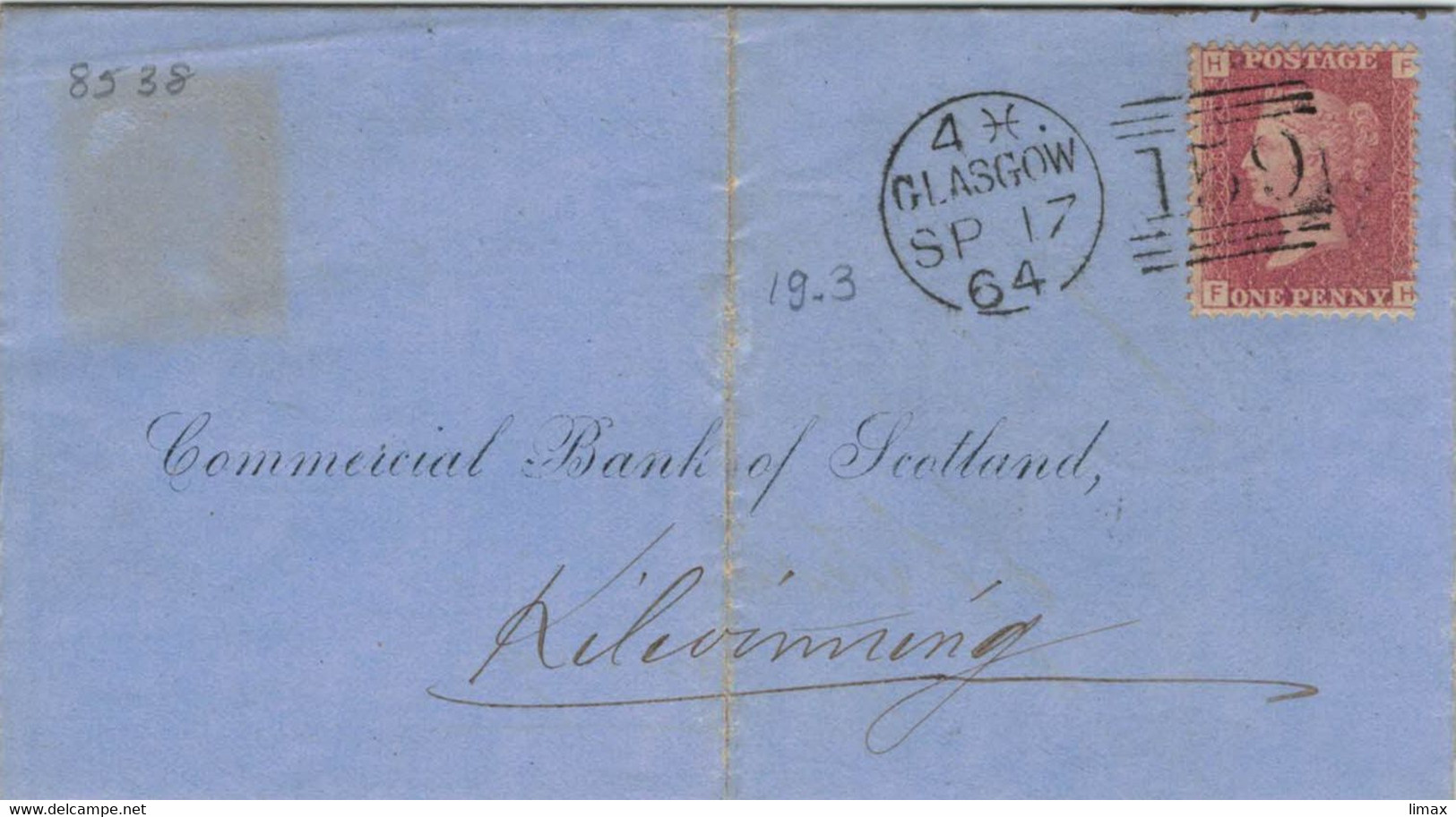 Brief Penny Red F H - Glasgow 159 1864 > Bank Of England Kilcoiming Vgl: The Murder Mystery Postmark: Madeleine Smith - Brieven En Documenten