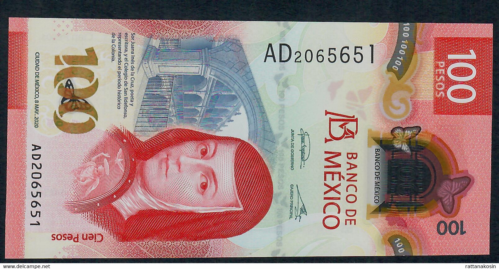 MEXICO NLP = B715a 100 Pesos 8 May 2020 #AD Different Signature UNC. - Mexique