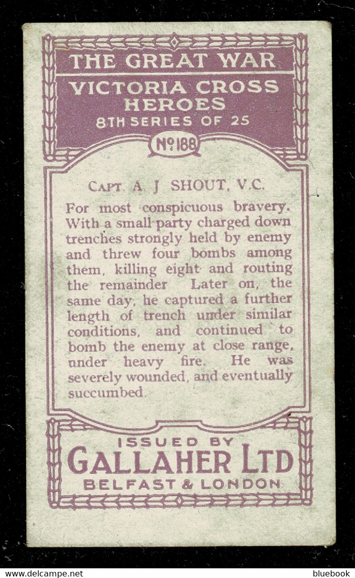 Ref 1544 - Victoria Cross Hero Captain A.J. Shout V.C. - Cigarette Card - Military - Other & Unclassified