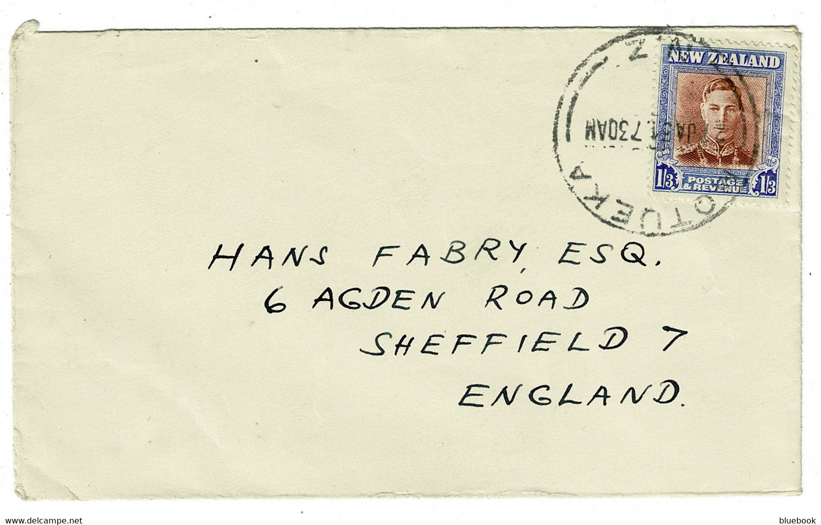 Ref 1544 - 1951 KGVI Cover Motueka New Zealand 1s3d Rate To Sheffield UK - Lettres & Documents