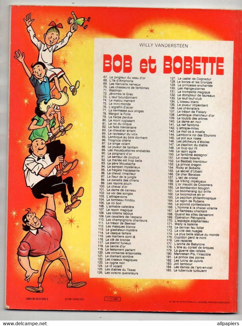 Bande Dessinée Souple édition Originale Bob Et Bobette N°185 Le Tubercule Turbulent De 1981 Par W. Vandersteen - Suske En Wiske