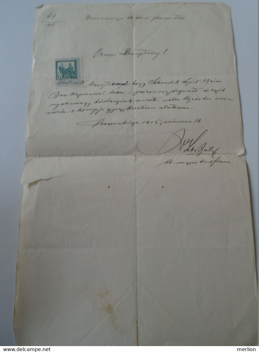 AD00007.1 Hungary (Slovakia)  Medical Certificate Shuszdek Lipót Barskapronca  -Körmöcbánya  Kremnitz Kremnica  1915 - Fiscales