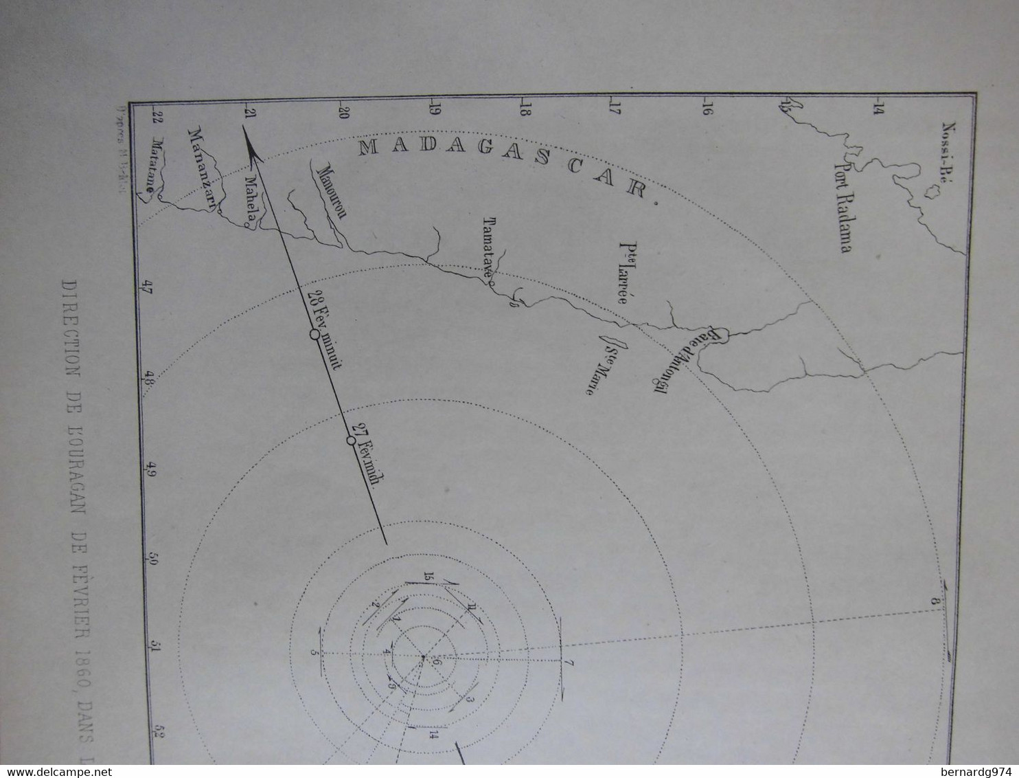 Madagascar Réunion Maurice : « Direction De L’Ouragan De Février 1860 » Par Pollen - Landkarten