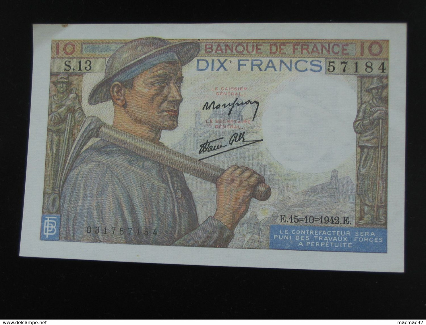 10 Francs Mineur - 15=10=42  **** EN ACHAT IMMEDIAT **** - 10 F 1941-1949 ''Mineur''