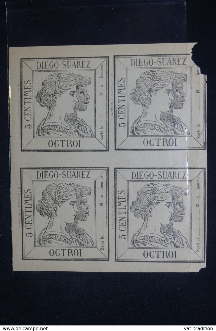 DIEGO SUAREZ - Bloc De 4 De Fiscaux D'Octroi  5ct Neufs Avec Défaut -  L 122458 - Unused Stamps