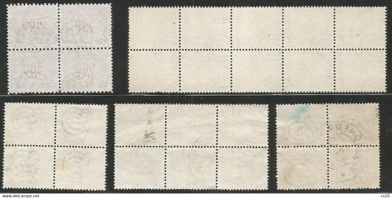 Repubblica Segnatasse Ruota #6 Blocchi Di 4/6/10 Usati Incluso Lire 100x10  Con 99% Fil.Lettere - Postage Due Blocks - Lotti E Collezioni