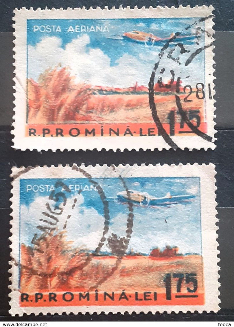 Errors Stamps Romania 1956 # Mi 1628 Printed With  Misplaced  Writing Romania, Color Fly Aviation Turisme,used - Varietà & Curiosità