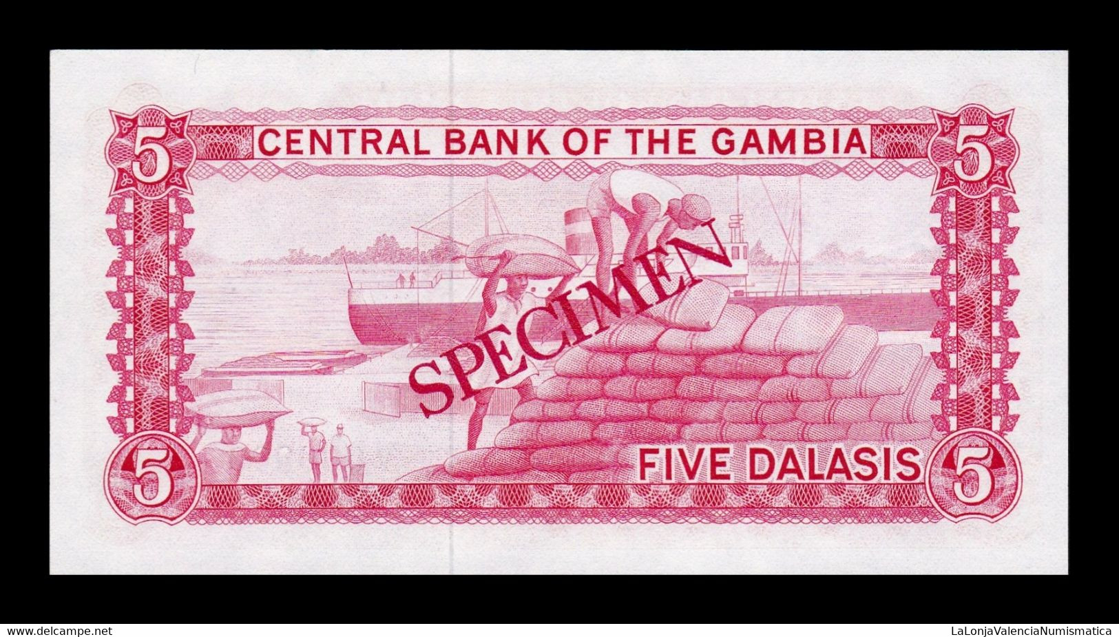 Gambia 5 Dalasis 1972-1986 Pick 5Ds Specimen SC UNC - Gambia