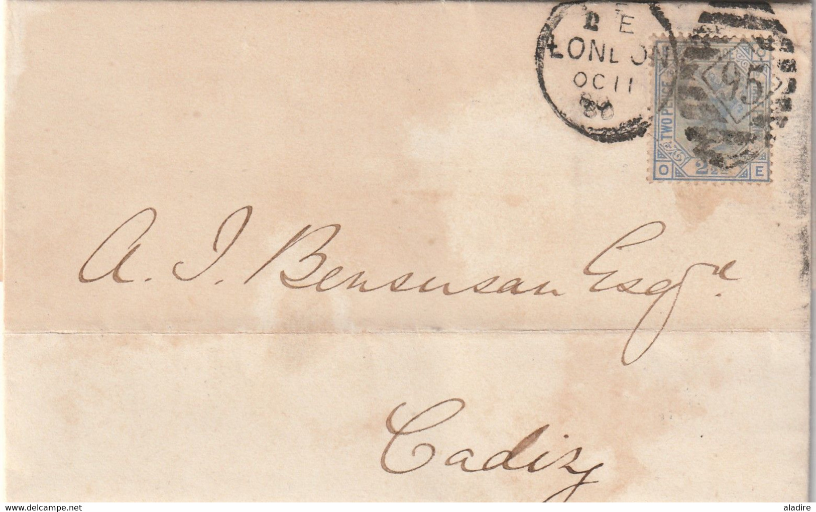 1880 - Folded Letter With Business Text In English From London To Cadiz, Spain - Arrival Stamp - Storia Postale