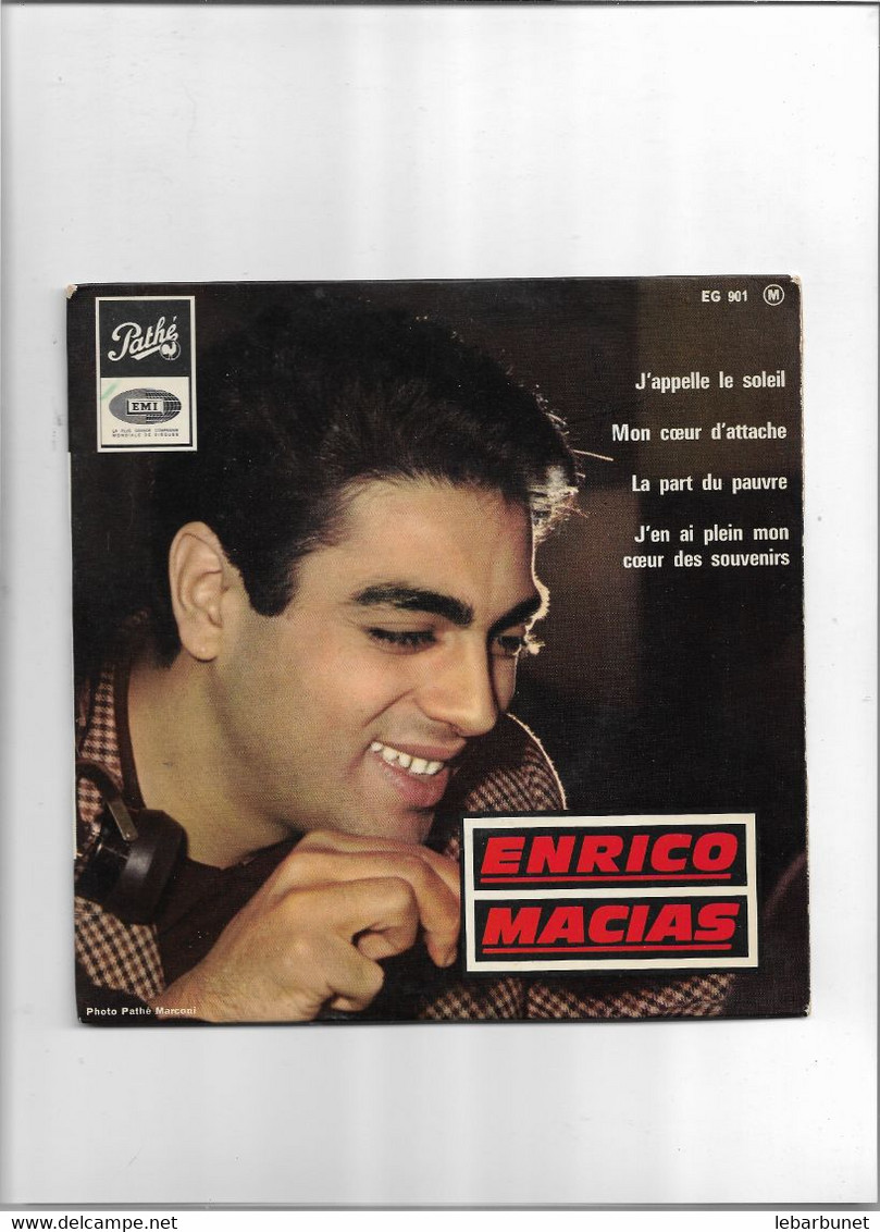 Disque 45 Tours 4 Titres  Enrico Macias  J'Appelle Le Soleil - Mon Coeur D'Attache - La Part Du Pauvre-J'en Ai Plein Mon - Colecciones Completas