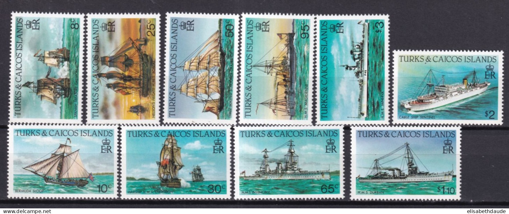 TURKS CAICOS - 1983 - SERIES COMPLETES YVERT 639/643 + 653/657 ** MNH - COTE YVERT = 67.5 EUR. - BATEAUX - Turks E Caicos