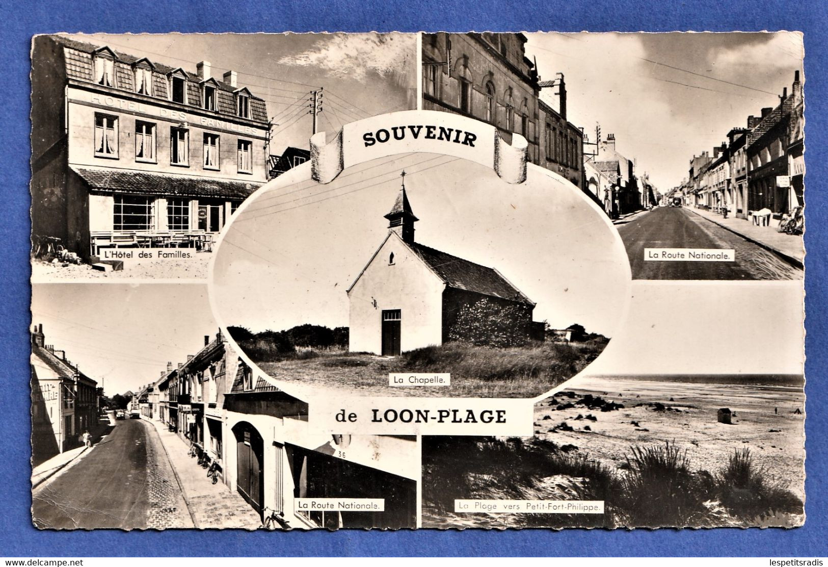 ***RARE CPSM 59 SOUVENIR De LOON PLAGE - L'Hôtel Des Familles, La Chapelle, La Route Nationale, La Plage... - Other & Unclassified