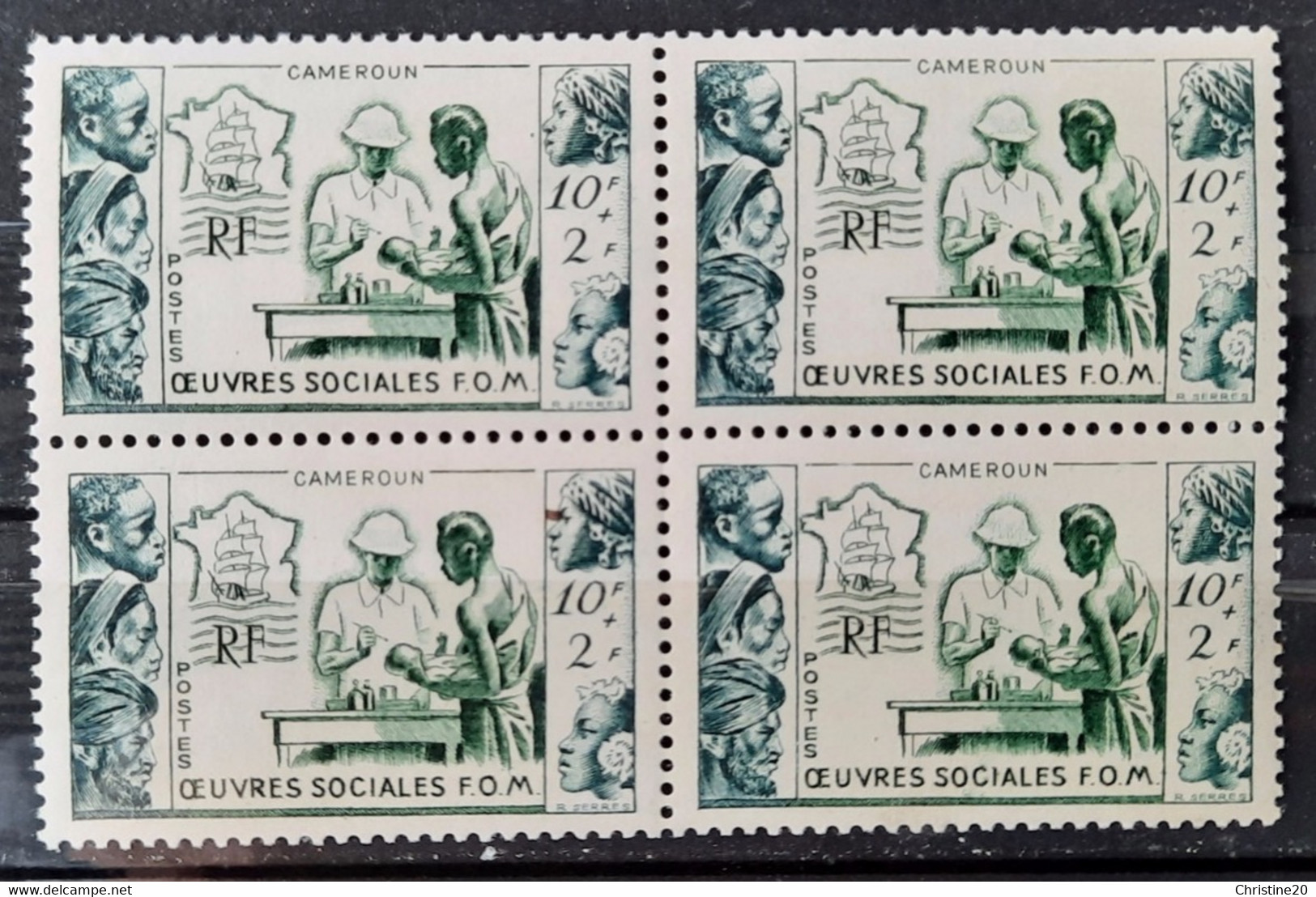 France Grandes Séries Coloniales 1950 Cameroun  N°295 En Bloc De 4 **TB Cote 34€ - 1950 Œuvres Sociales De La France D'Outre-Mer