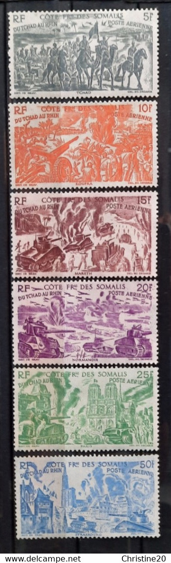 France Grandes Séries Coloniales 1946 Tchad Au Rhin Côte Des Somalis PA 14/19 (*)TB Cote 20€ - 1946 Tchad Au Rhin