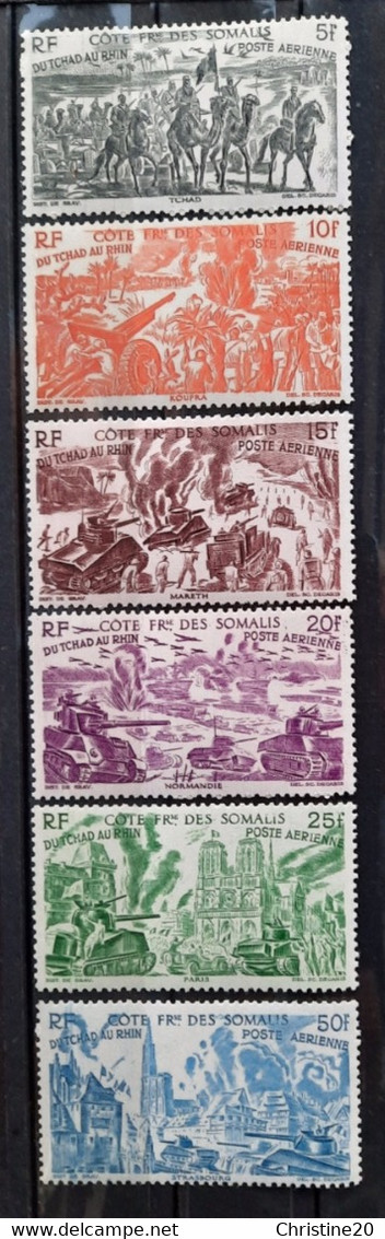 France Grandes Séries Coloniales 1946 Tchad Au Rhin Côte Des Somalis PA 14/19 **TB Cote 26€ - 1946 Tchad Au Rhin