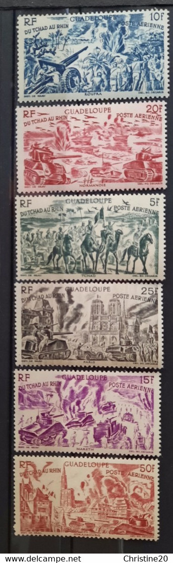 France Grandes Séries Coloniales 1946 Tchad Au Rhin Guadeloupe PA 7/12 **TB Cote 18€ - 1946 Tchad Au Rhin