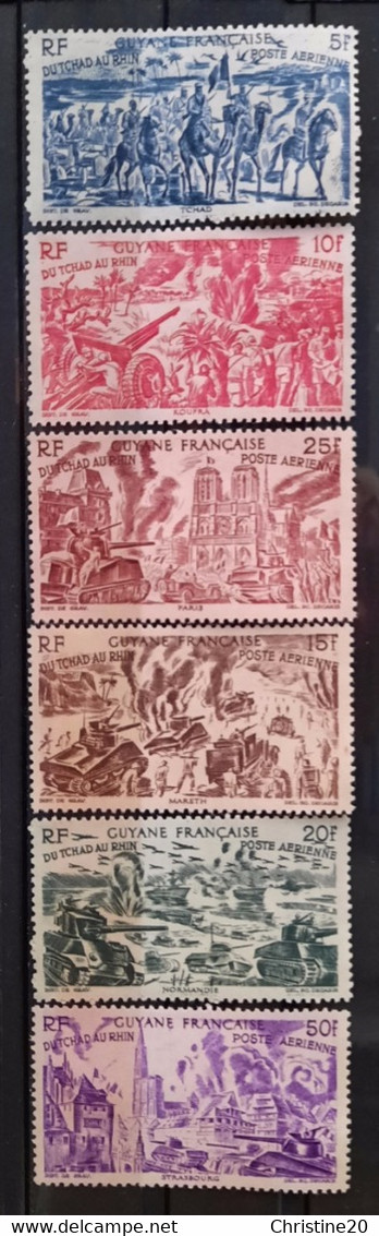 France Grandes Séries Coloniales 1946 Tchad Au Rhin Guyane PA 29/34 (*)TB Cote 13€ - 1946 Tchad Au Rhin