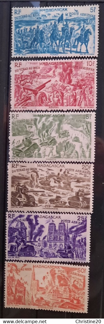 France Grandes Séries Coloniales 1946 Tchad Au Rhin Madagascar  PA 66/71 (*)TB Cote 13,50€ - 1946 Tchad Au Rhin