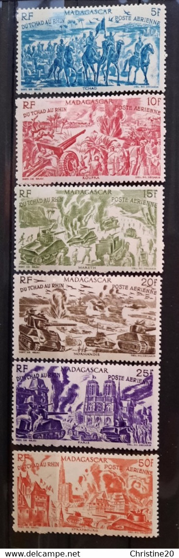 France Grandes Séries Coloniales 1946 Tchad Au Rhin Madagascar  PA 66/71 **TB Cote 18€ - 1946 Tchad Au Rhin