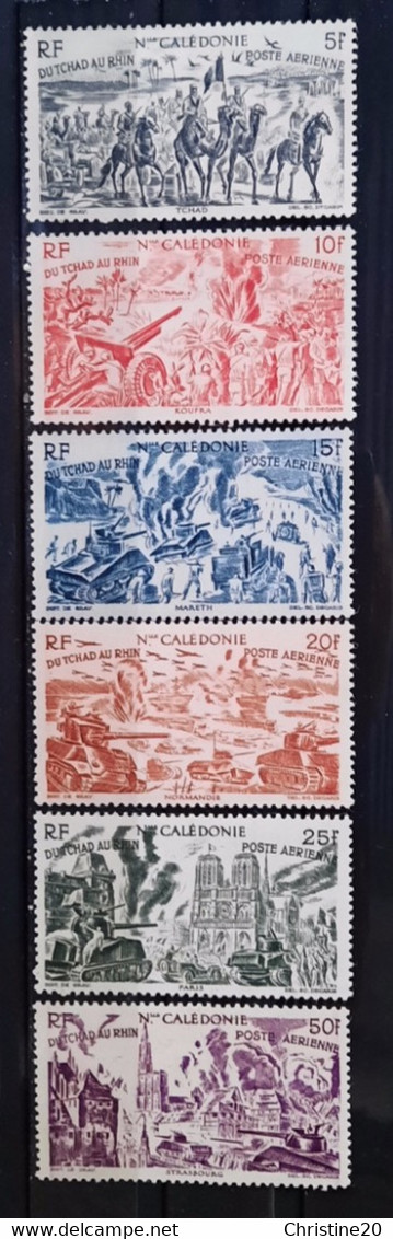 France Grandes Séries Coloniales 1946 Tchad Au Rhin Nouvelle Calédonie PA 55/60 **TB Cote 21€ - 1946 Tchad Au Rhin