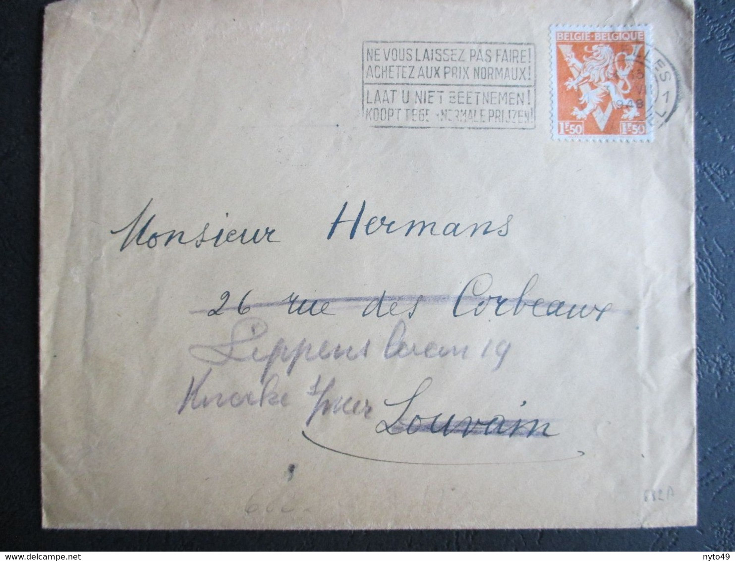 682A - Leeuw Met Grote V - Alleen Op Brief Uit Brussel Naar Leuven, Doorgestuurd Naar Knokke - OCB +++17.5 - Used Stamps