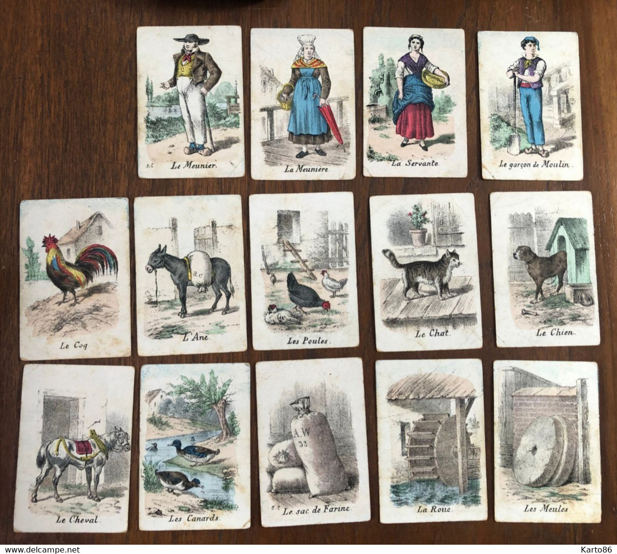 Jeu De Cartes 14 Cartes 19ème ? 18ème ? * Carte à Jouer * La Minoterie * Meunier Meunière Farine Garçon Moulin - Cartes à Jouer