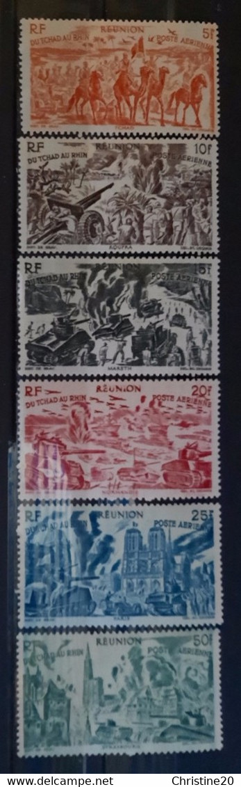 France Grandes Séries Coloniales 1946 Tchad Au Rhin Réunion PA 36/41 **TB Cote 14€ - 1946 Tchad Au Rhin