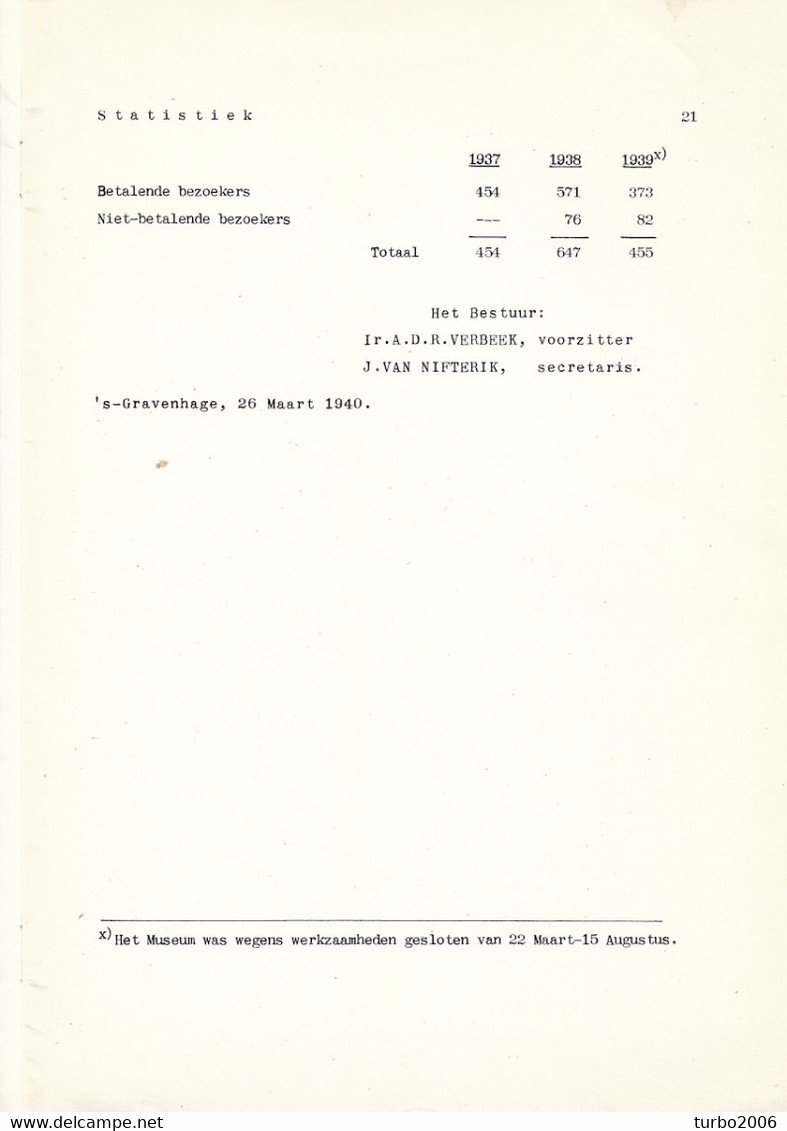 Stichting Het Nederlansche Postmuseum 10 E Jaarverslag 1939 Zie Scans Met Voorbeelden - Philately And Postal History