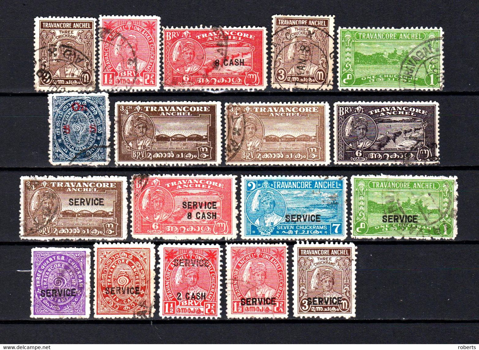 India, Mix. Used  (1966) - Travancore