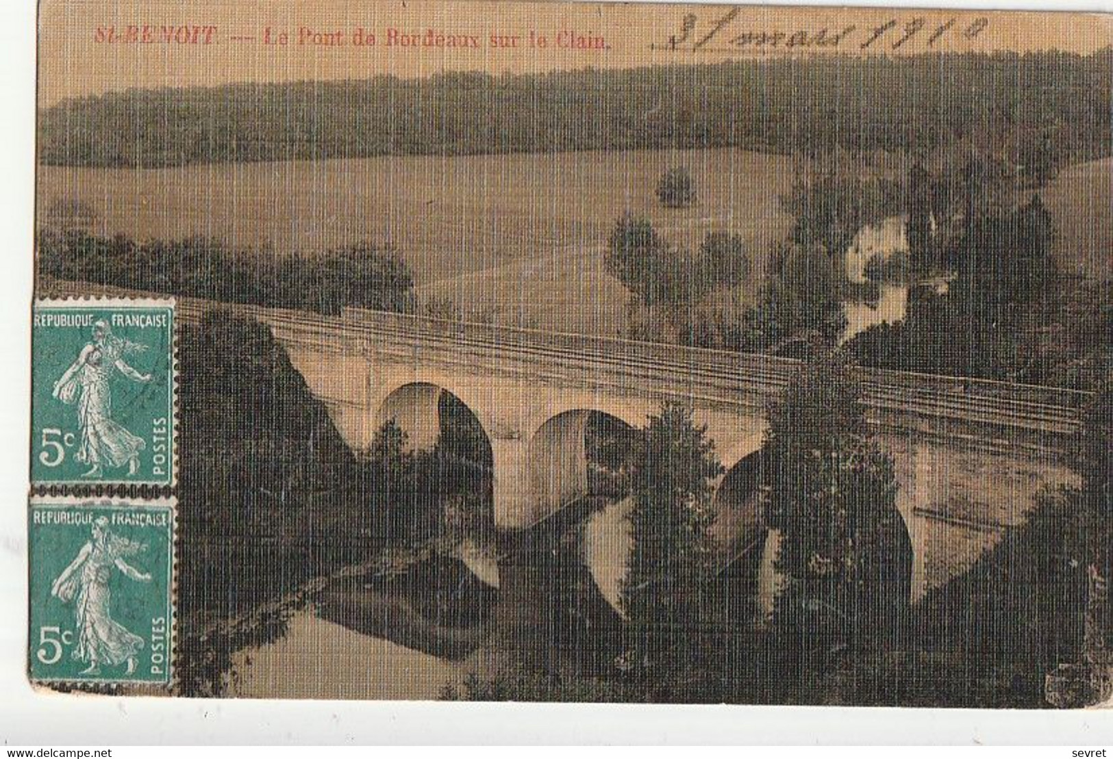 SAINT-BENOIT. - Le Pont De Bordeaux Sur Le Clain . Carte Toilée Couleur RARE - Saint Benoit